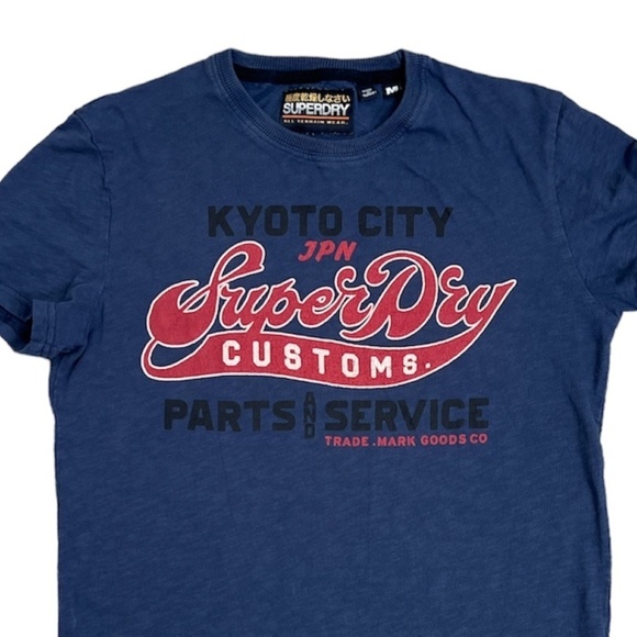 SuperDry Kyoto Japan blue red distressed premium graphic tee shirt M - Picture 4 of 12